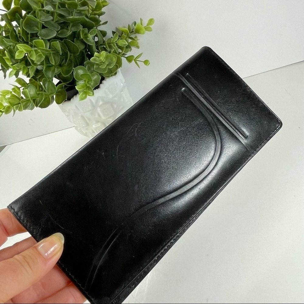 Black Leather Cheque Book Credit Card Wallet